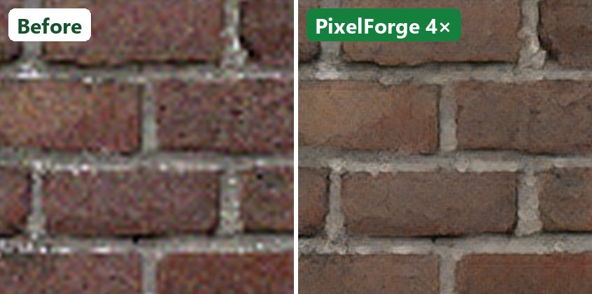 Game textures before and after PixelForge 4× enhancement